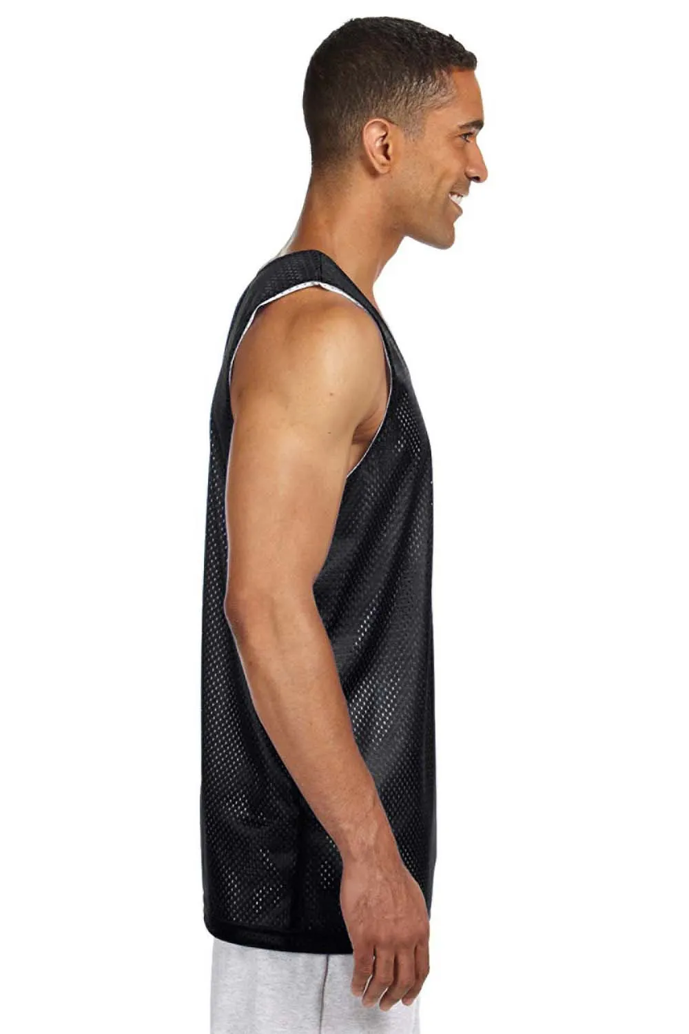 A4 Mens Reversible Mesh Moisture Wicking Tank Top - Black