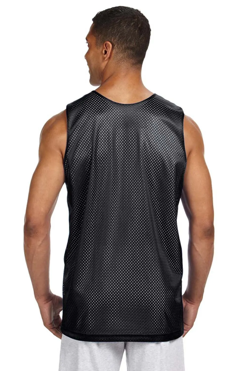 A4 Mens Reversible Mesh Moisture Wicking Tank Top - Black
