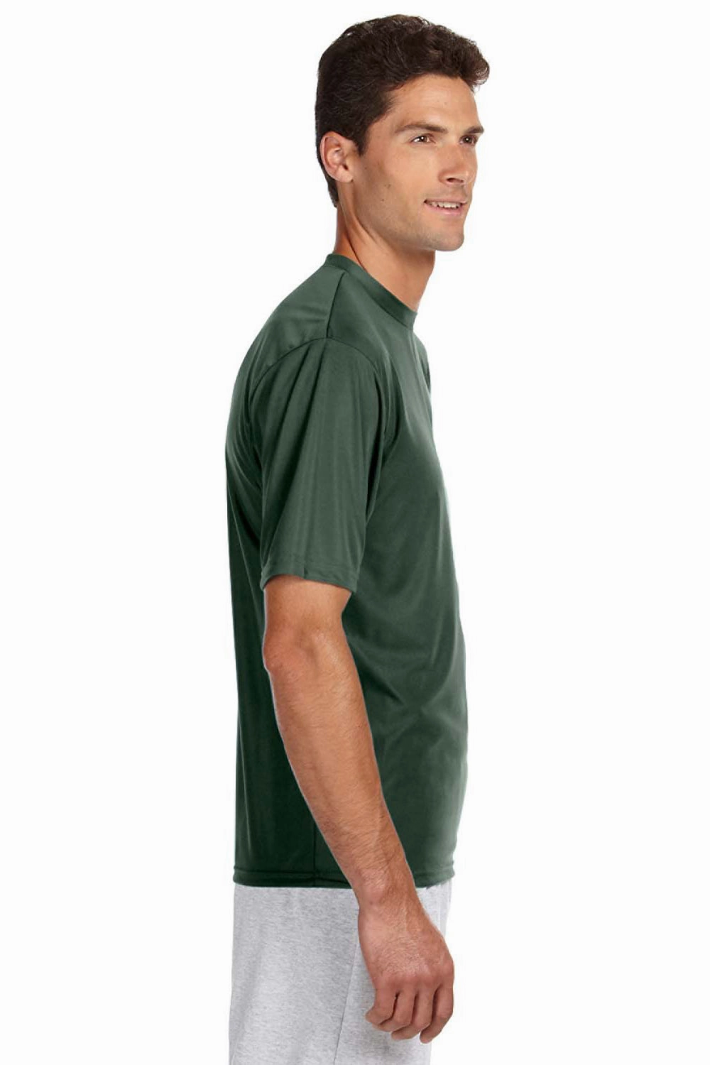 A4 Mens Performance Moisture Wicking Short Sleeve Crewneck T-Shirt - Forest Green