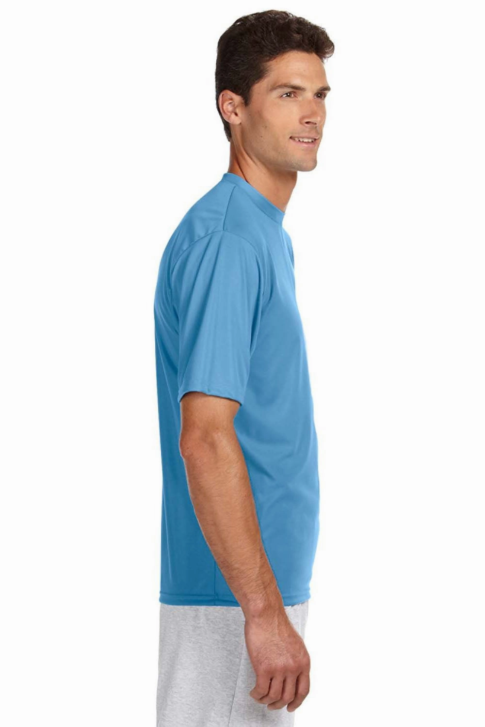 A4 Mens Performance Moisture Wicking Short Sleeve Crewneck T-Shirt - Light Blue