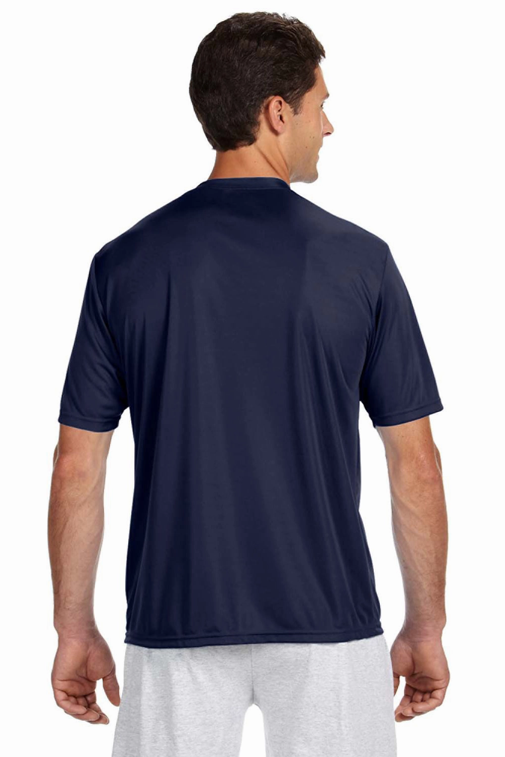 A4 Mens Performance Moisture Wicking Short Sleeve Crewneck T-Shirt - Navy Blue