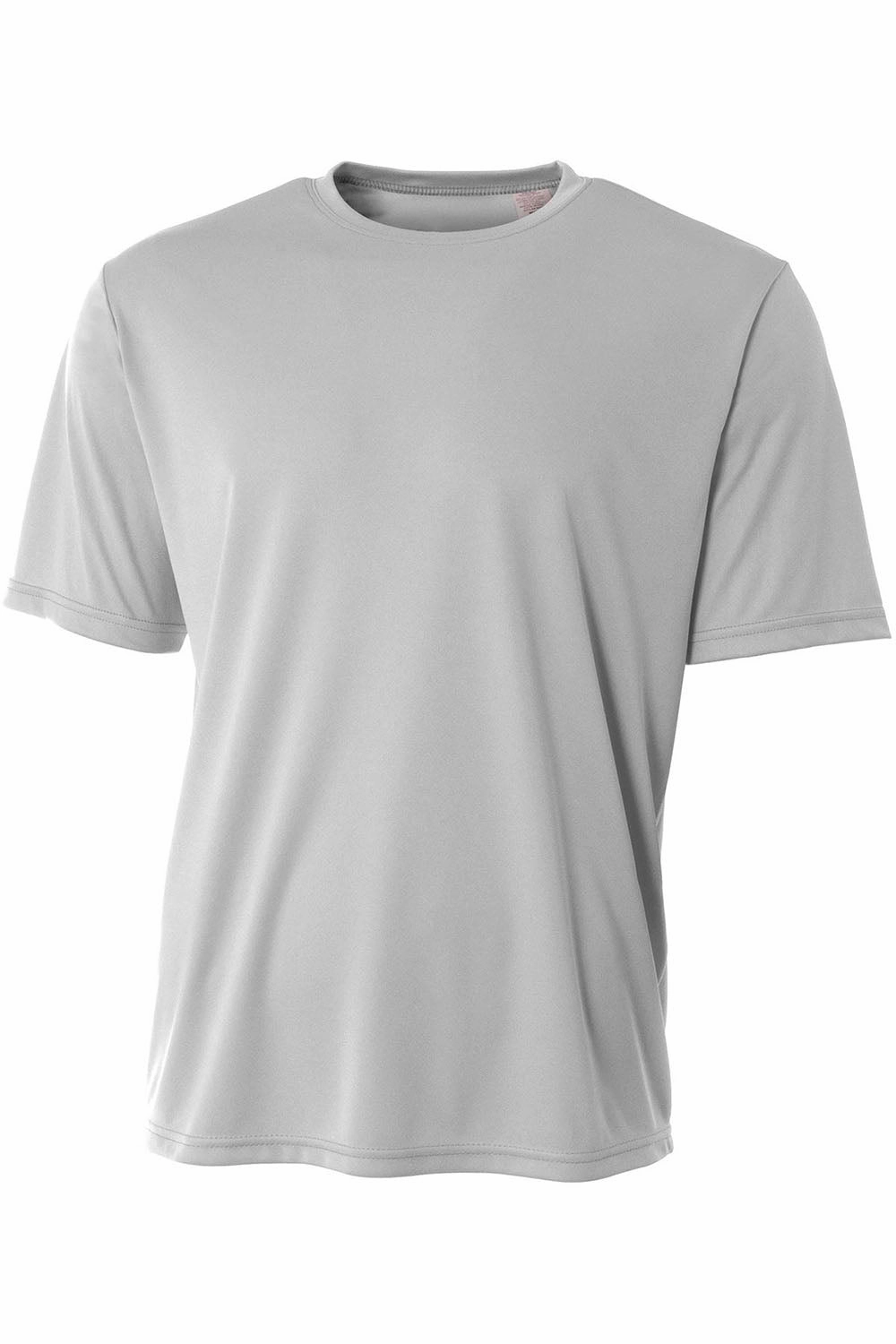 A4 Mens Sprint Performance Moisture Wicking Short Sleeve Crewneck T-Shirt - Silver Grey