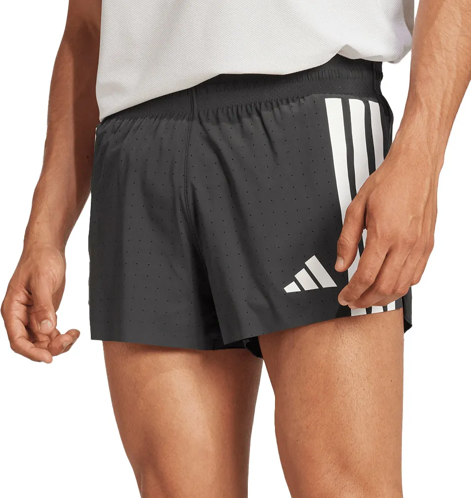 adidas Adizero 3 Inch Split Mens Running Shorts - Black men's shorts for summer activities and lounging