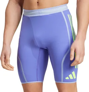 adidas Adizero Promo Mens Short Running Tights - Blue men's shorts for summer activities and lounging