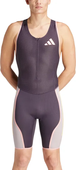 adidas Adizero Promo Sleeveless Mens Running Suit - Purple men's shorts for summer activities and lounging