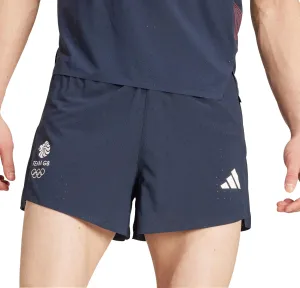 adidas Adizero Team GB Mens Split Running Shorts - Blue men's shorts for summer activities and lounging