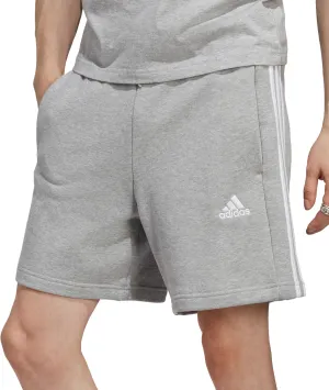 adidas Essentials 3 Stripes Mens Shorts - Grey men's shorts for summer activities and lounging