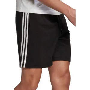 adidas Essentials French Terry 3 Stripes Mens Shorts - Black men's shorts for summer activities and lounging