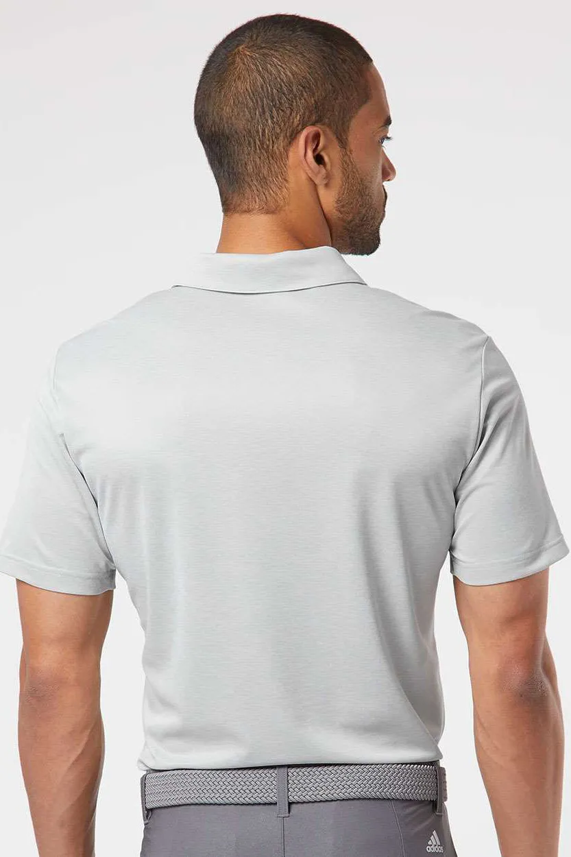 Adidas Mens 3 Stripes Colorblock UPF 50  Short Sleeve Polo Shirt - Heather Grey/Heather Collegiate Royal Blue