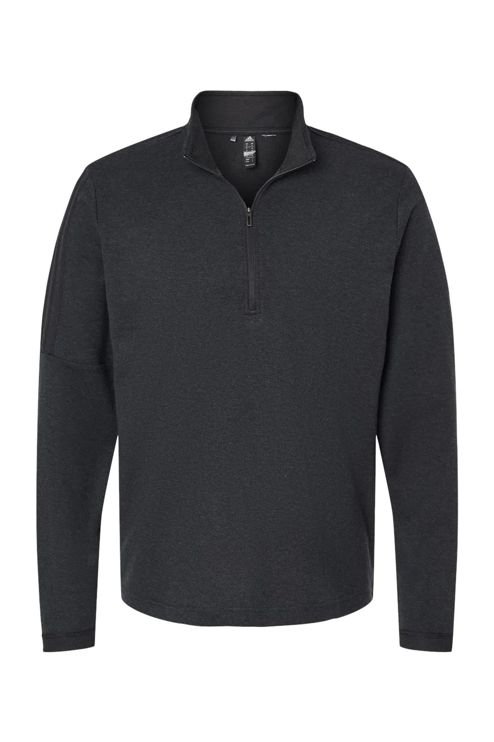 Adidas Mens 3 Stripes Moisture Wicking 1/4 Zip Sweater - Black Melange
