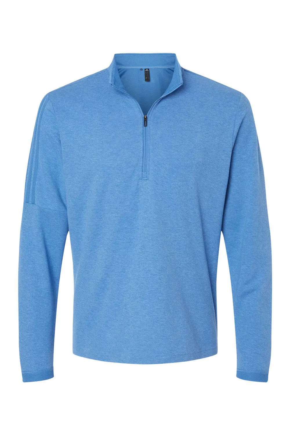 Adidas Mens 3 Stripes Moisture Wicking 1/4 Zip Sweater - Focus Blue Melange