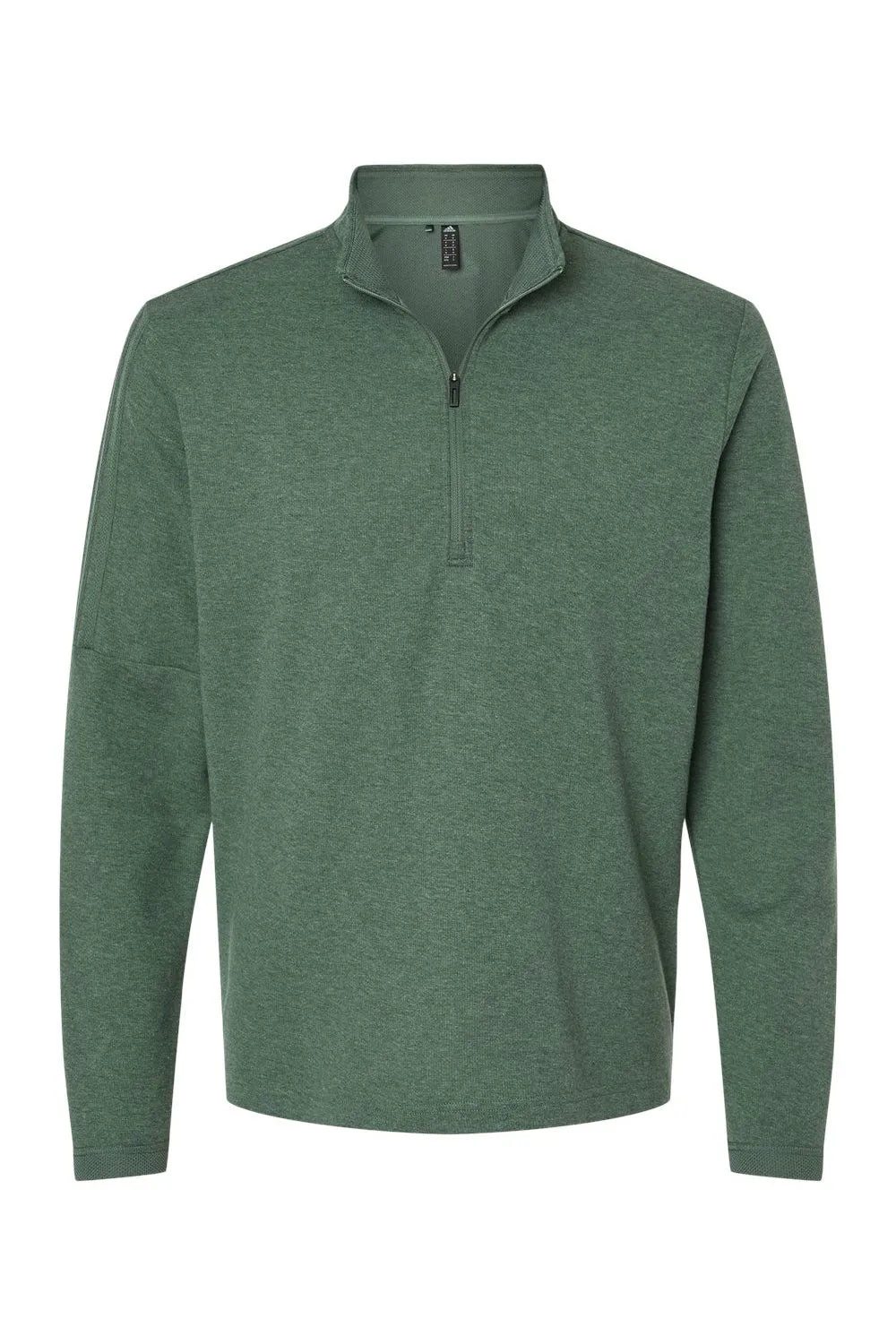 Adidas Mens 3 Stripes Moisture Wicking 1/4 Zip Sweater - Green Oxide Melange