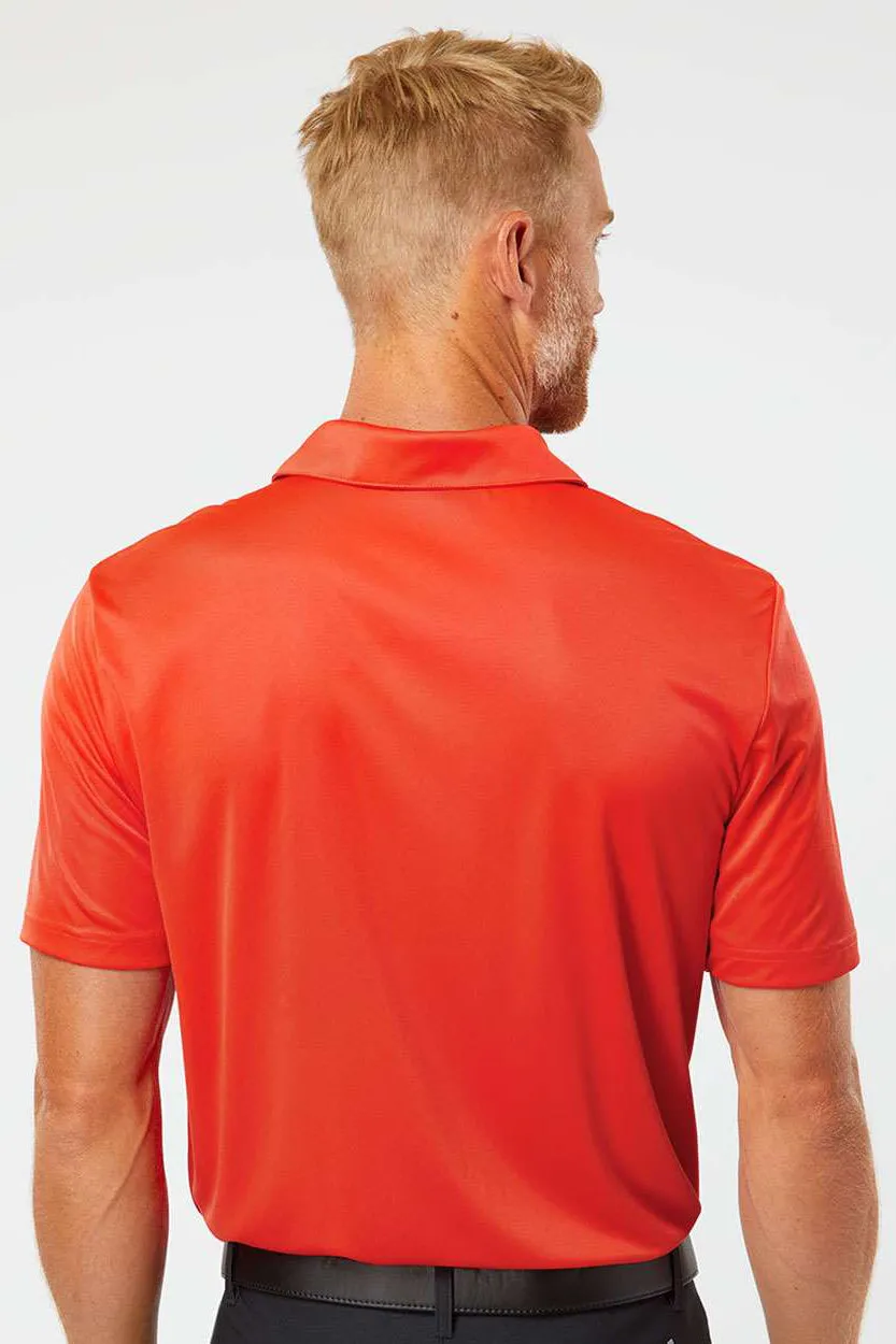 Adidas Mens 3 Stripes UPF 50  Short Sleeve Polo Shirt - Blaze Orange/Black - Closeout