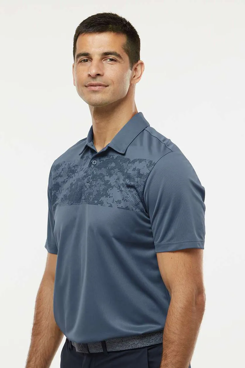 Adidas Mens Camo Chest Print Short Sleeve Polo Shirt - Tech Ink Blue