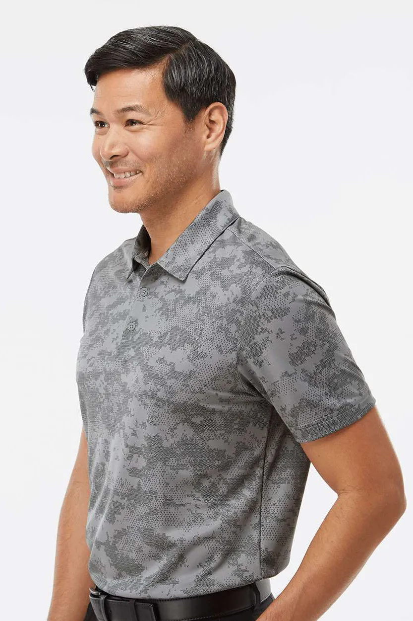 Adidas Mens Camo Moisture Wicking Short Sleeve Polo Shirt - Light Grey