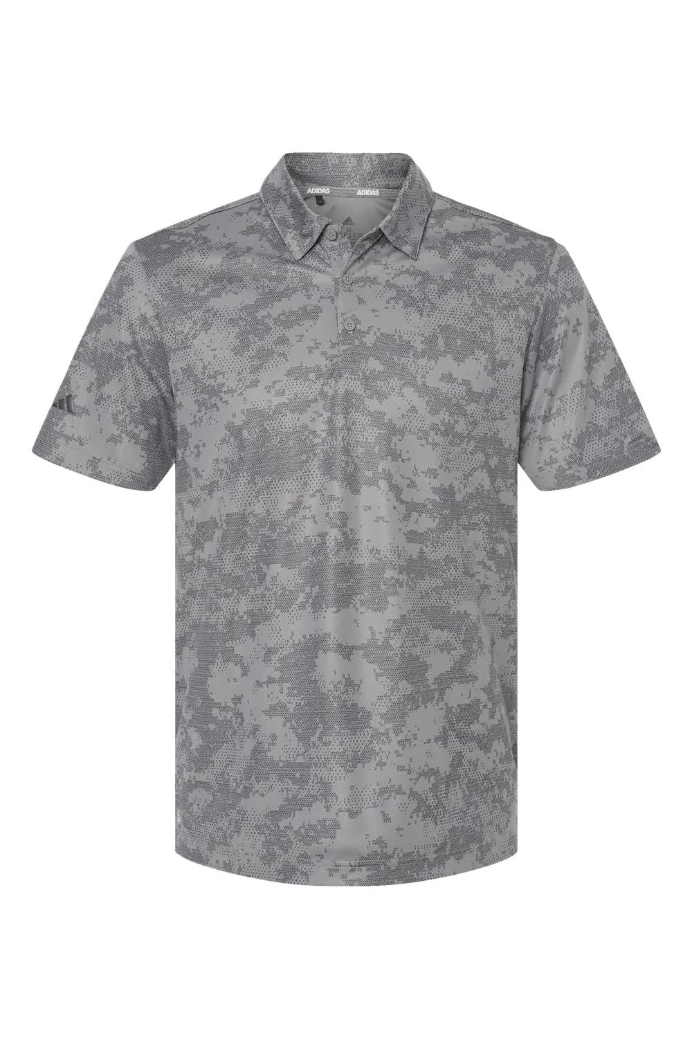 Adidas Mens Camo Moisture Wicking Short Sleeve Polo Shirt - Light Grey