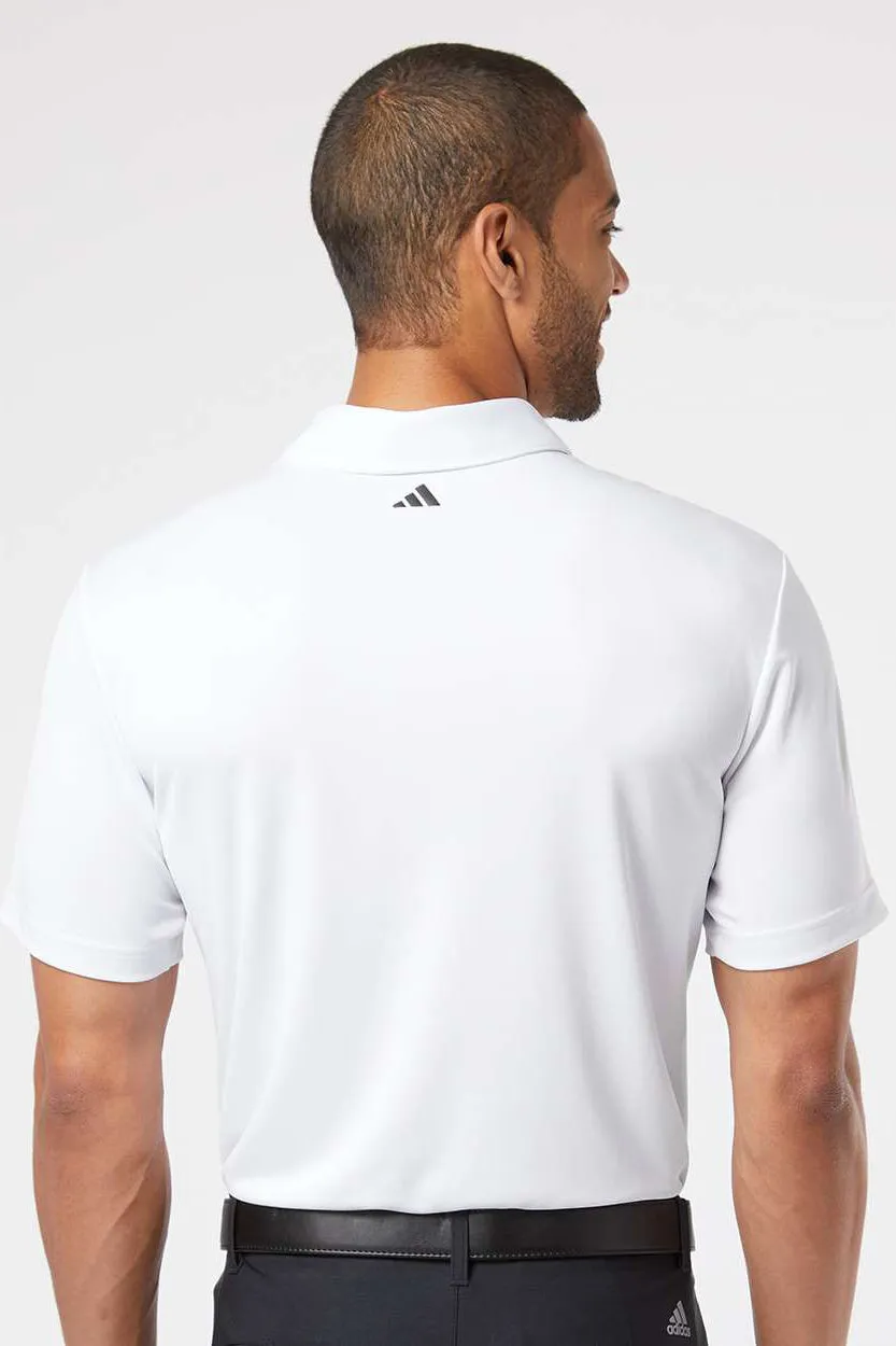 Adidas Mens Floating 3 Stripes UPF 50  Short Sleeve Polo Shirt - White/Black