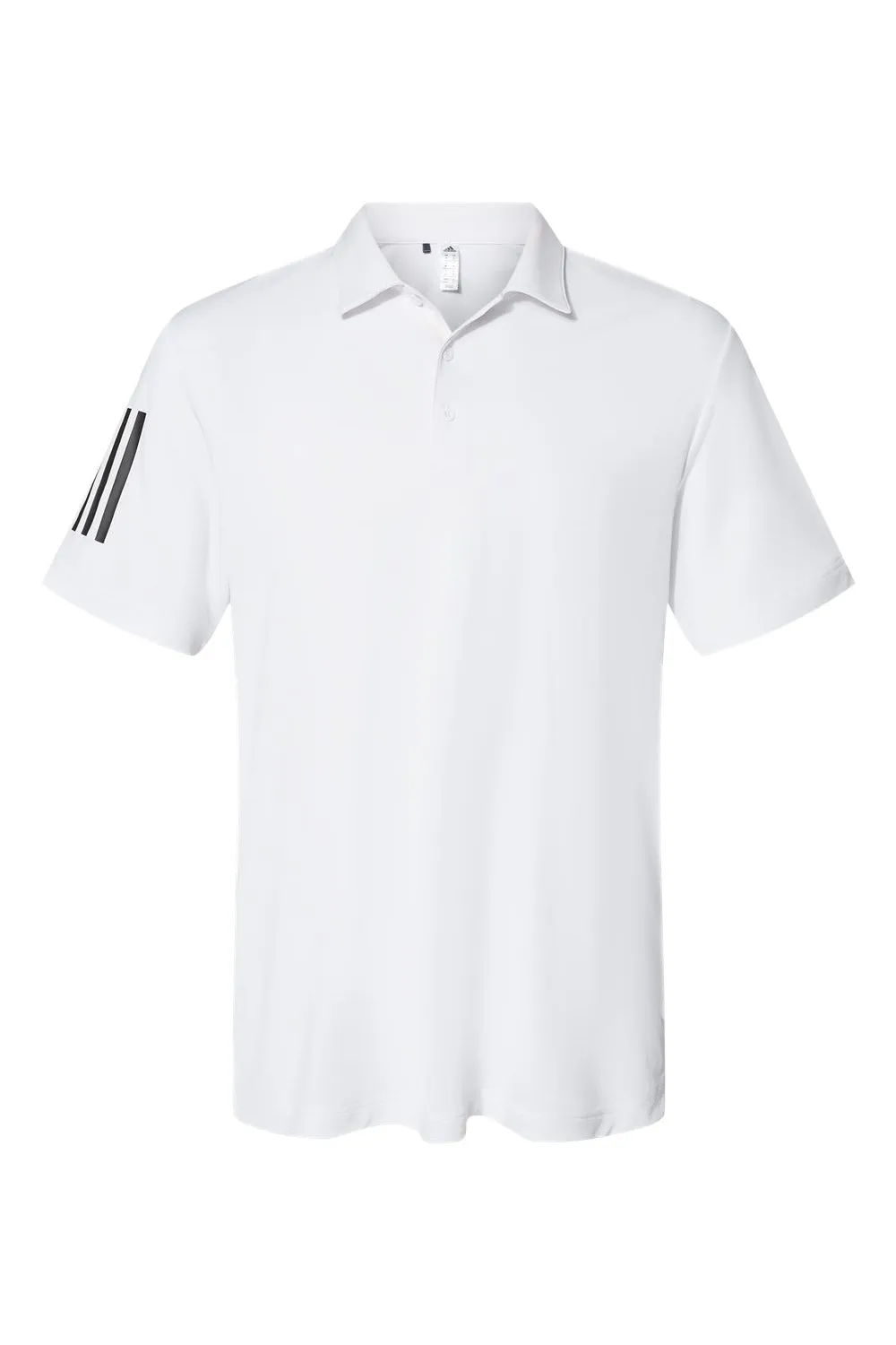 Adidas Mens Floating 3 Stripes UPF 50  Short Sleeve Polo Shirt - White/Black