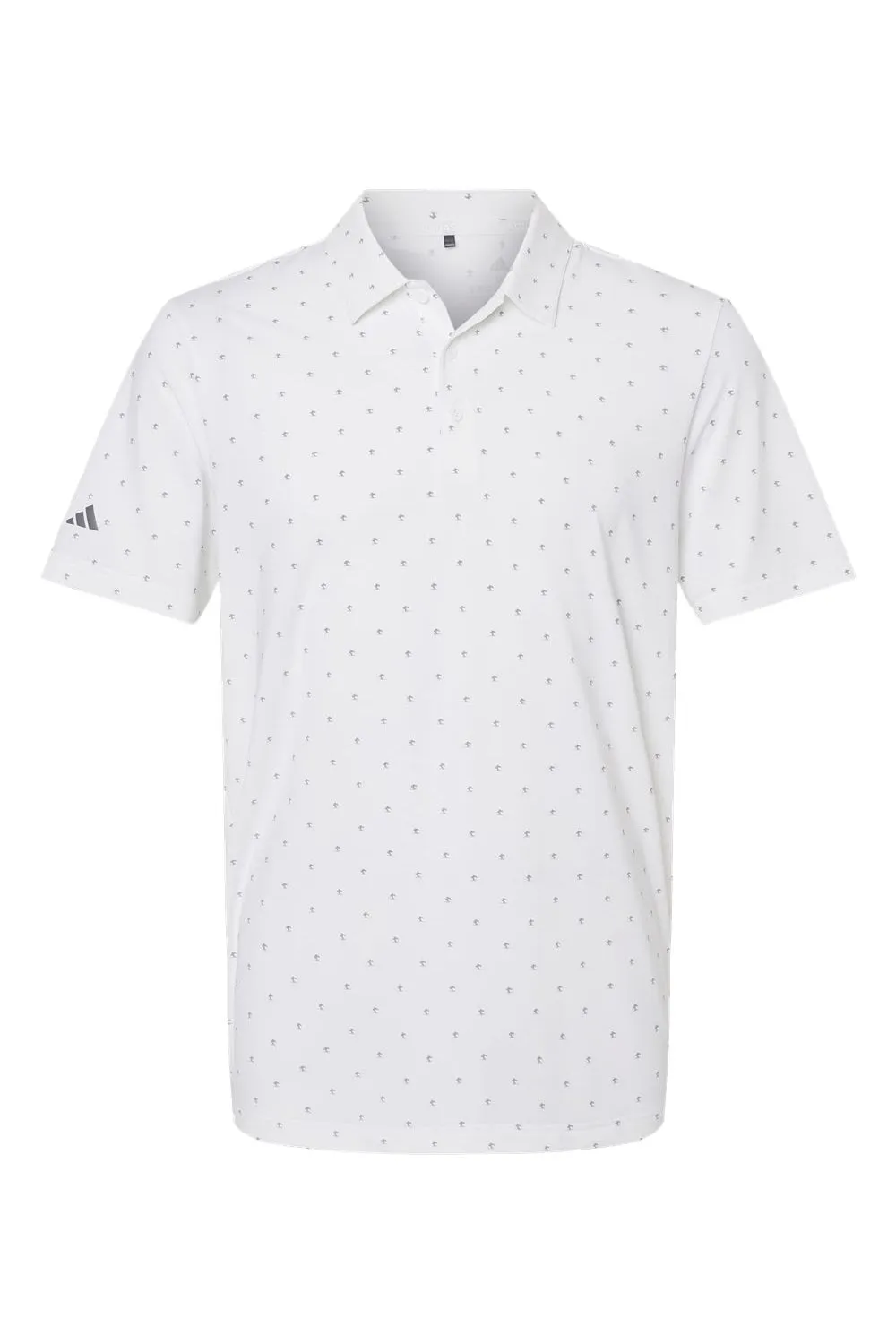 Adidas Mens Pine Tree Moisture Wicking Short Sleeve Polo Shirt - White/Grey