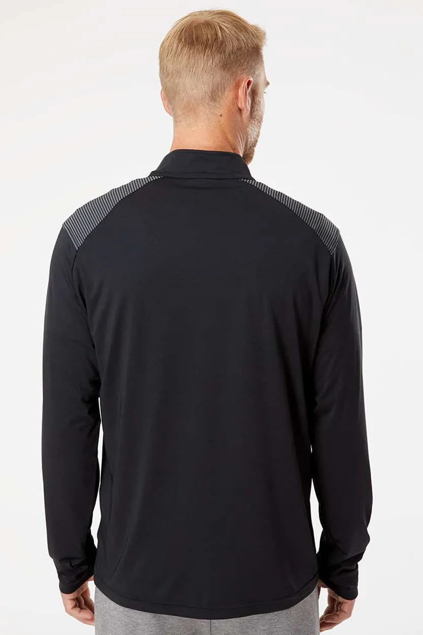 Adidas Mens Shoulder Stripe Moisture Wicking 1/4 Zip Sweatshirt - Black