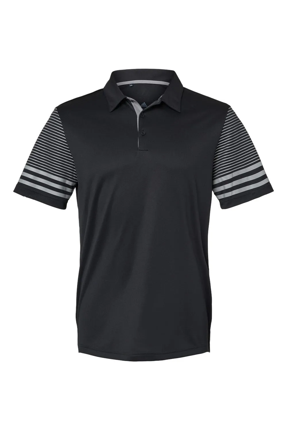 Adidas Mens Striped UPF 50  Short Sleeve Polo Shirt - Black - Closeout