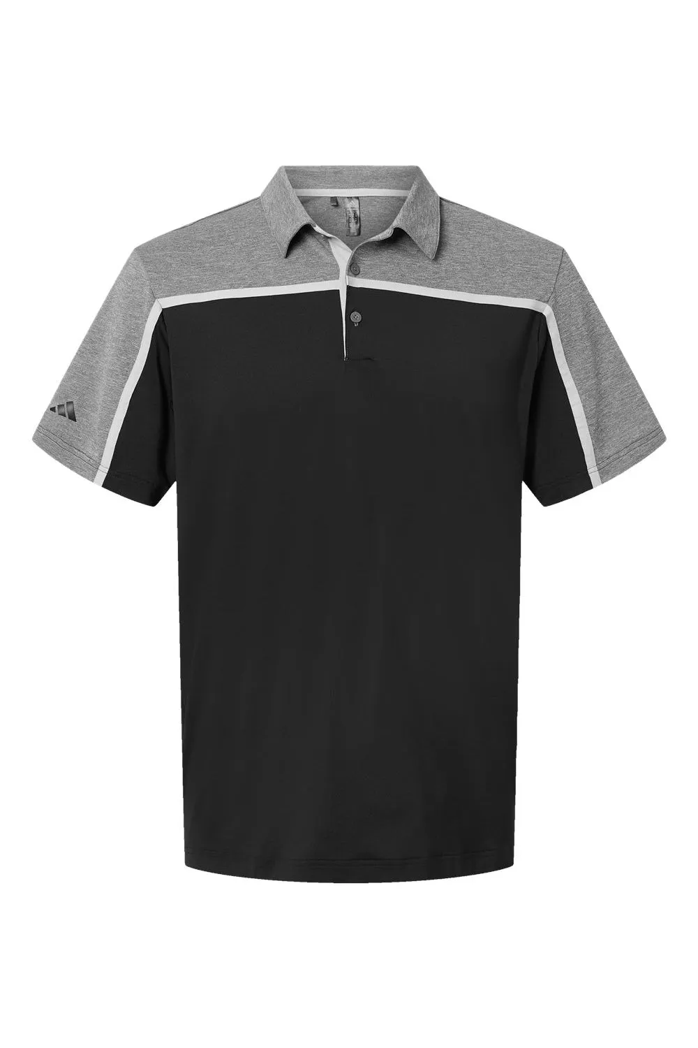 Adidas Mens Ultimate Colorblock Moisture Wicking Short Sleeve Polo Shirt - Black/Grey/Grey Melange - Closeout