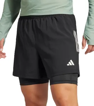 adidas Own The Run ClimaCool 2 In 1 Mens Running Shorts - Black men's shorts for summer activities and lounging