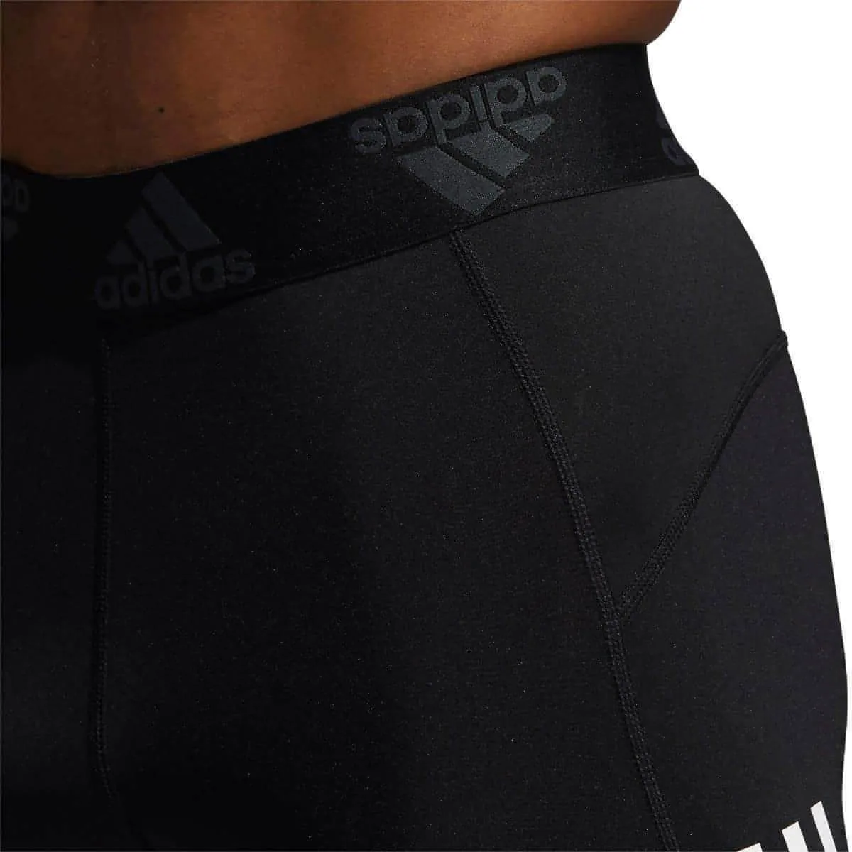 adidas Tech-Fit 3 Stripe Mens Short Running Tights - Black