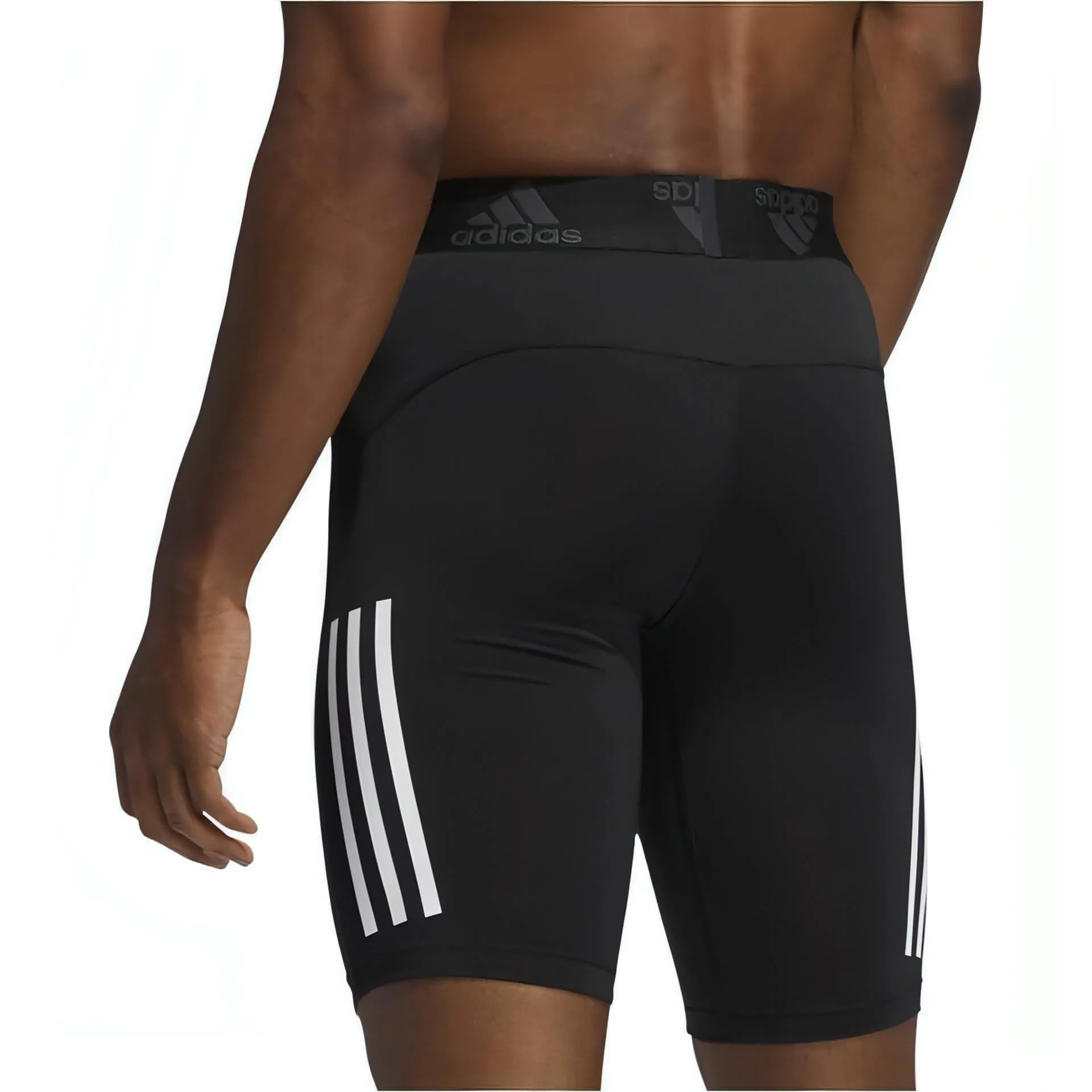 adidas Tech-Fit 3 Stripe Mens Short Running Tights - Black