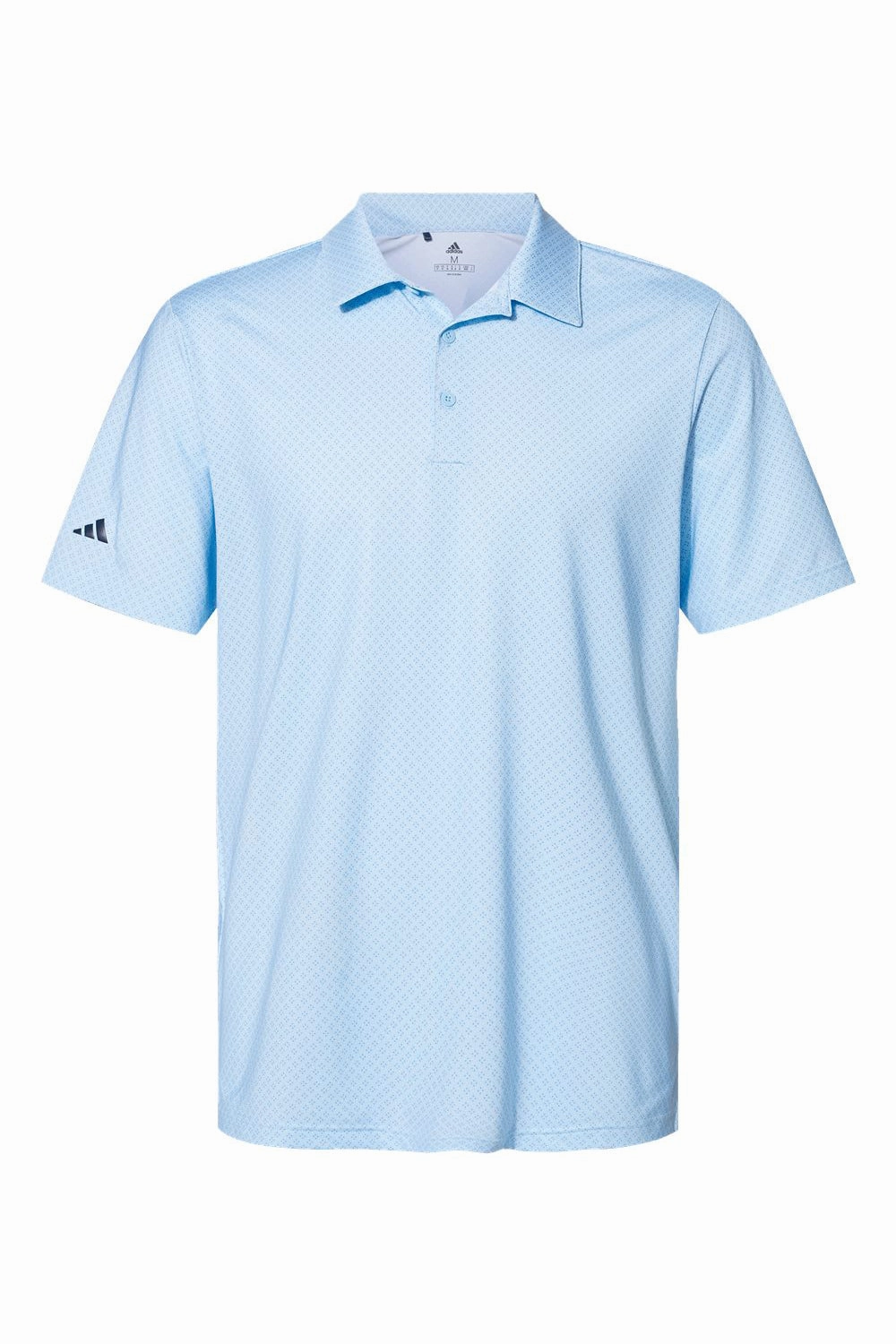 Adidas Mens Diamond Dot Moisture Wicking Short Sleeve Polo Shirt - Glow Blue/White/Navy Blue