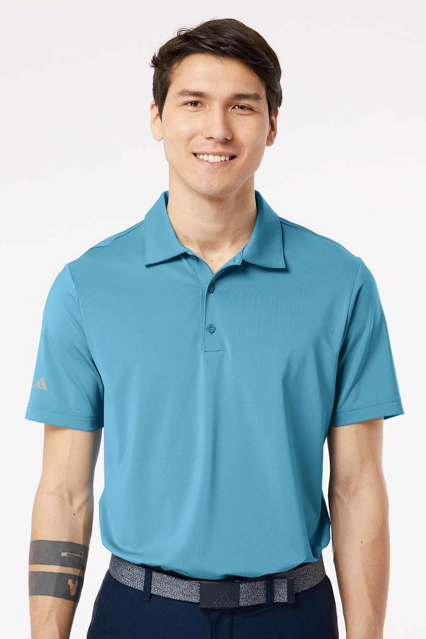 Adidas Mens Ultimate Moisture Wicking Short Sleeve Polo Shirt - Hazy Blue