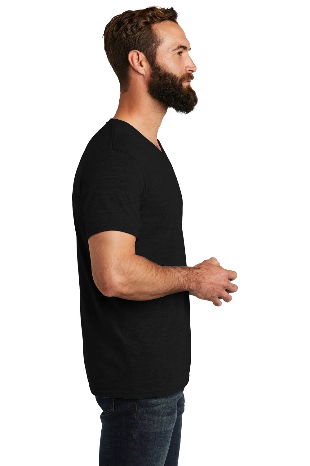 Allmade Mens Short Sleeve V-Neck T-Shirt - Deep Black