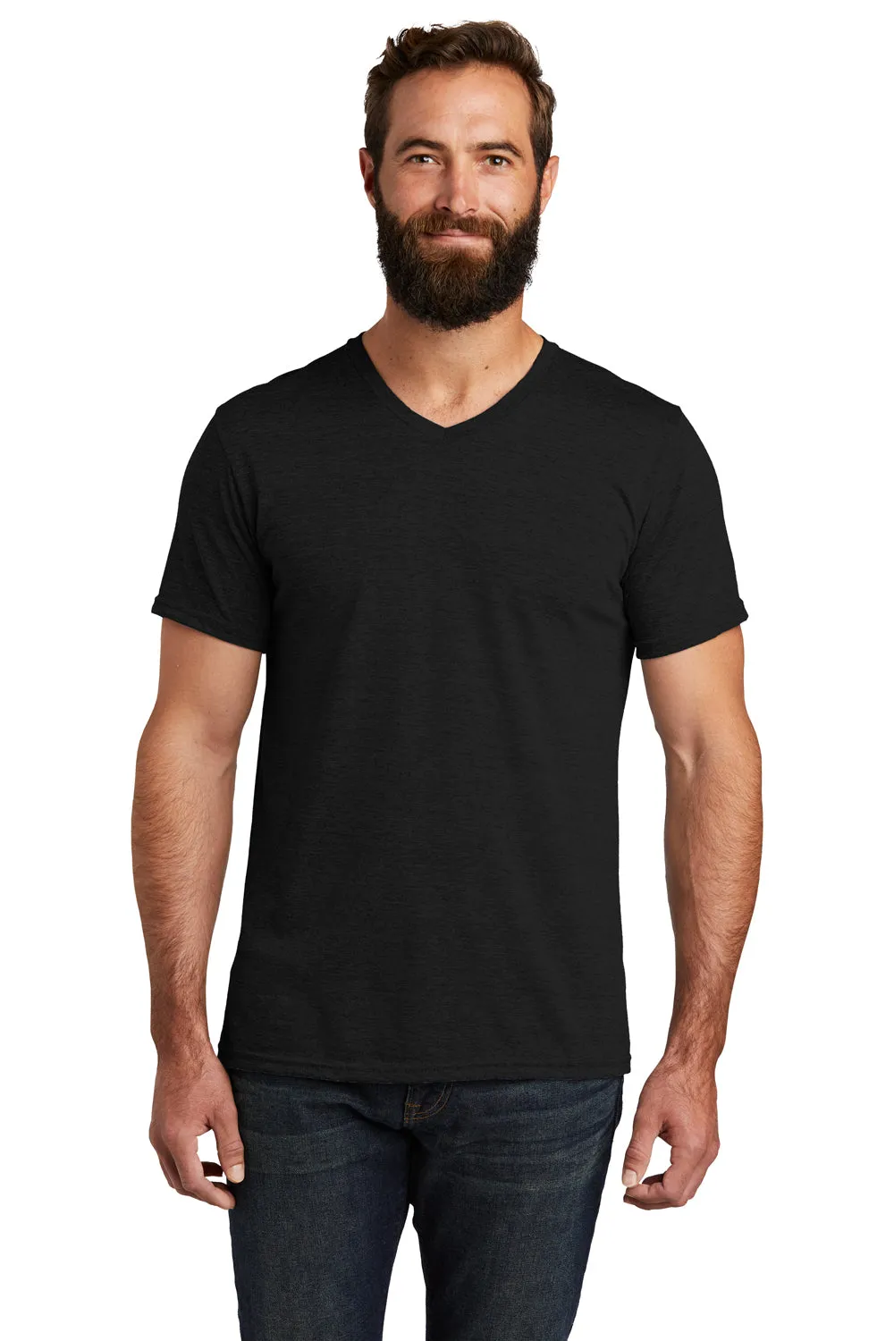 Allmade Mens Short Sleeve V-Neck T-Shirt - Deep Black
