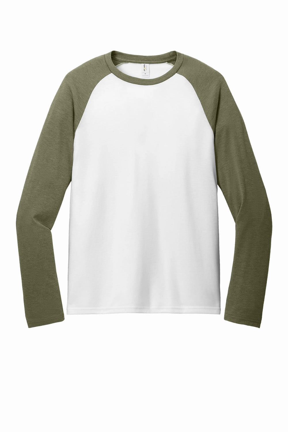 Allmade Mens Colorblock Long Sleeve Crewneck T-Shirt - Bright White/Olive You Green