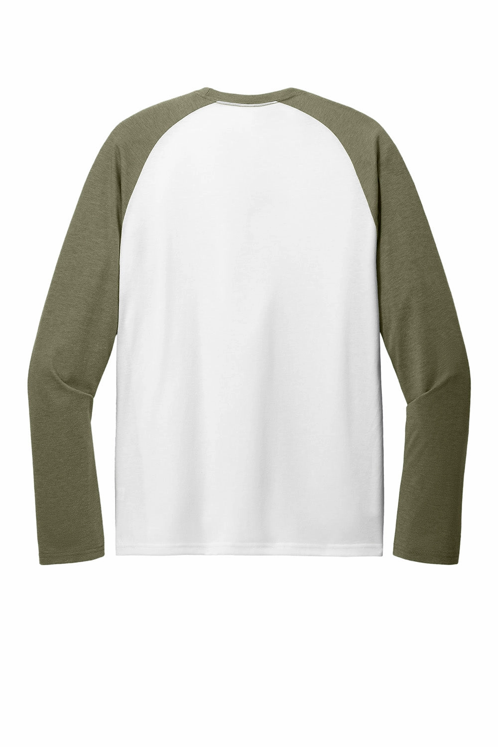 Allmade Mens Colorblock Long Sleeve Crewneck T-Shirt - Bright White/Olive You Green
