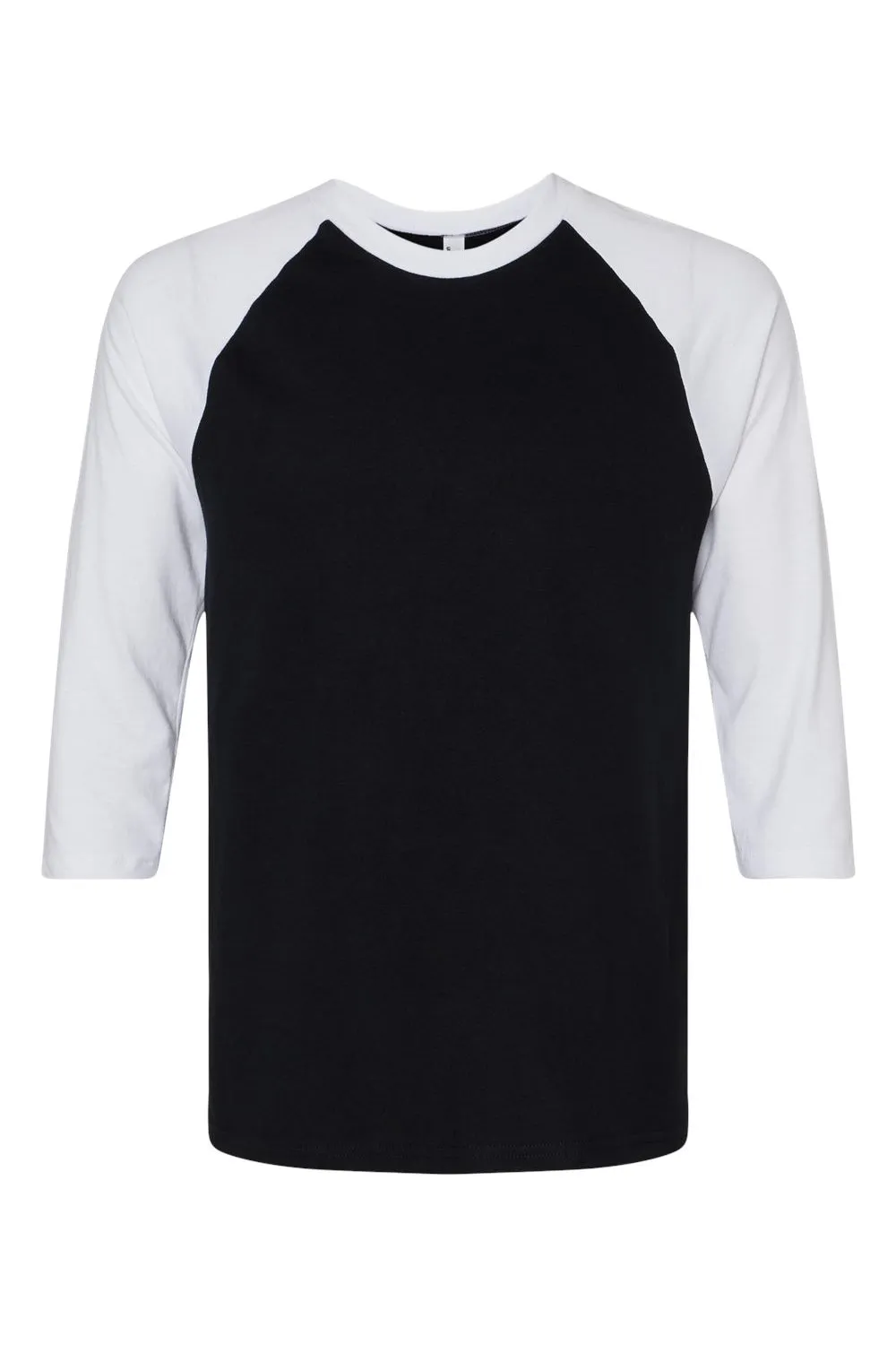 American Apparel Mens CVC Raglan 3/4 Sleeve Crewneck T-Shirt - Black/White