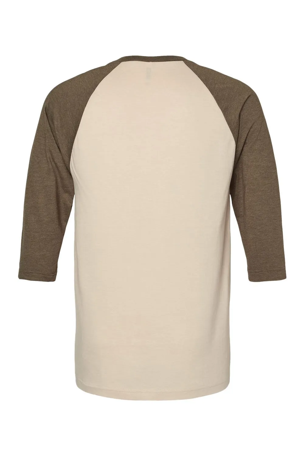 American Apparel Mens CVC Raglan 3/4 Sleeve Crewneck T-Shirt - Heather Bone/Heather Army Brown