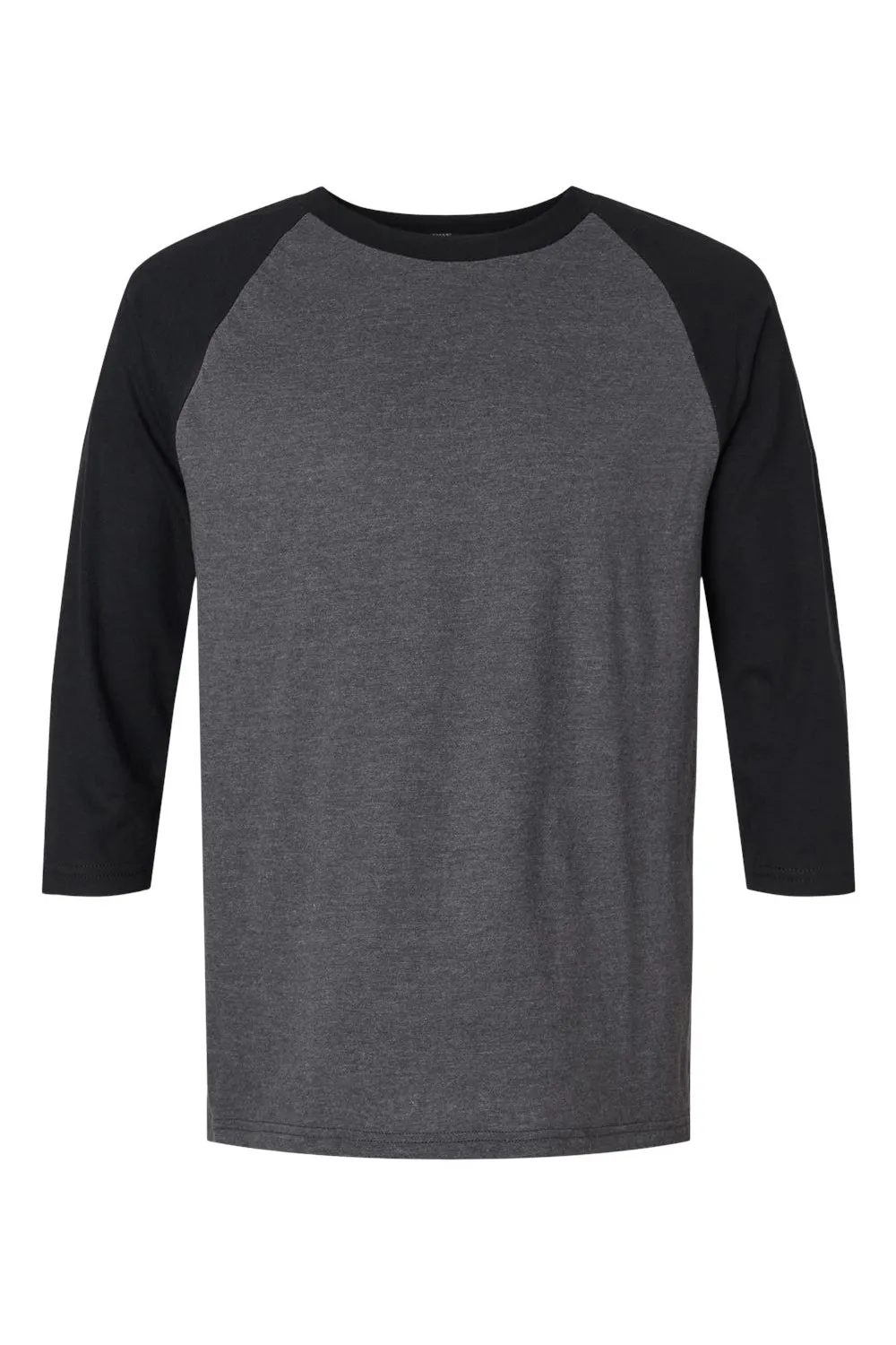American Apparel Mens CVC Raglan 3/4 Sleeve Crewneck T-Shirt - Heather Charcoal Grey/Black
