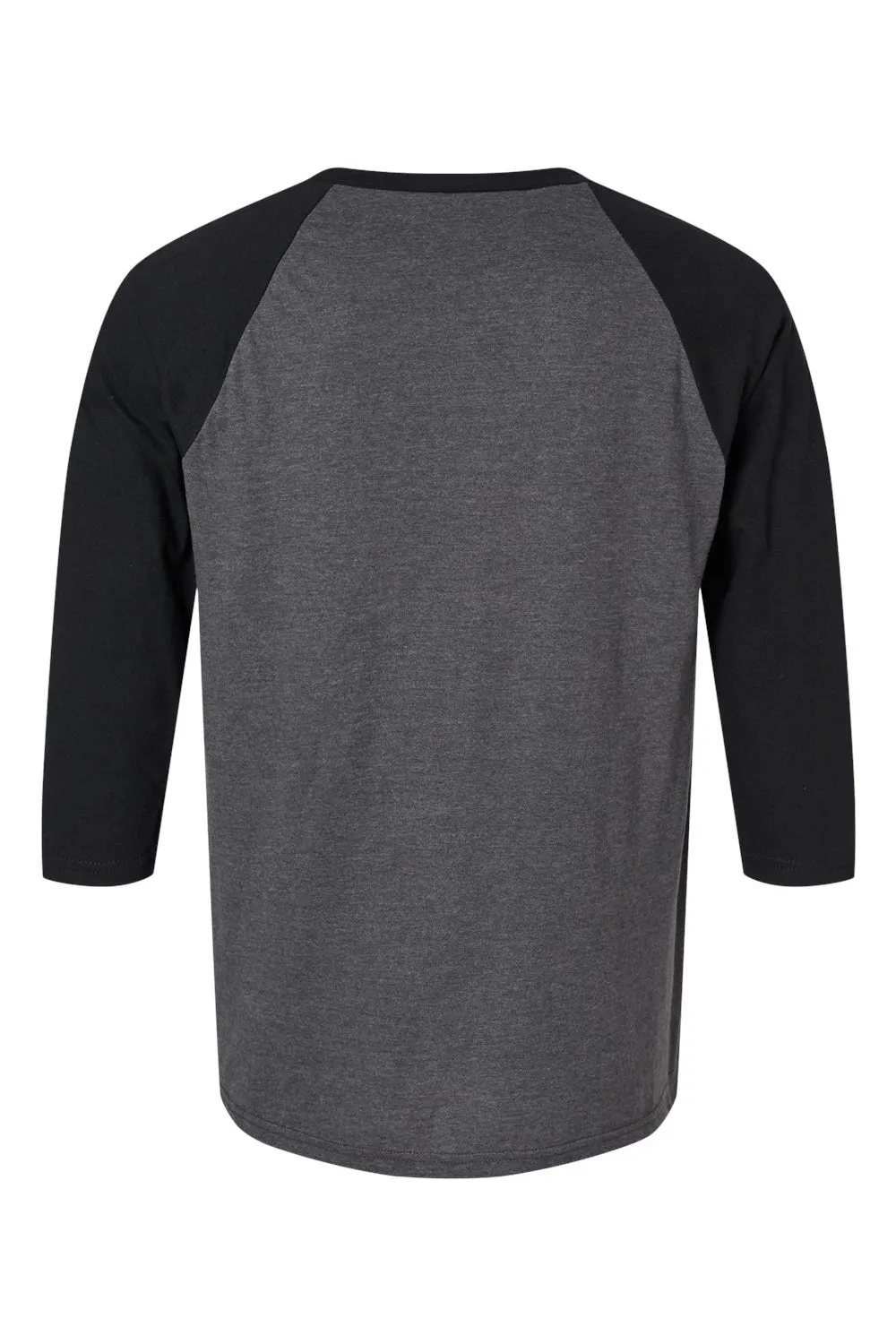 American Apparel Mens CVC Raglan 3/4 Sleeve Crewneck T-Shirt - Heather Charcoal Grey/Black