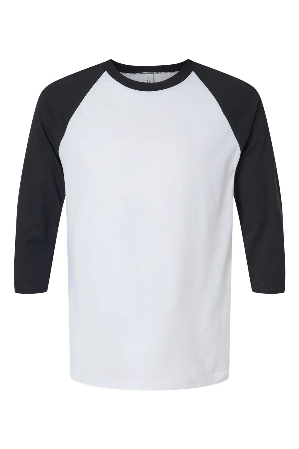 American Apparel Mens CVC Raglan 3/4 Sleeve Crewneck T-Shirt - White/Black