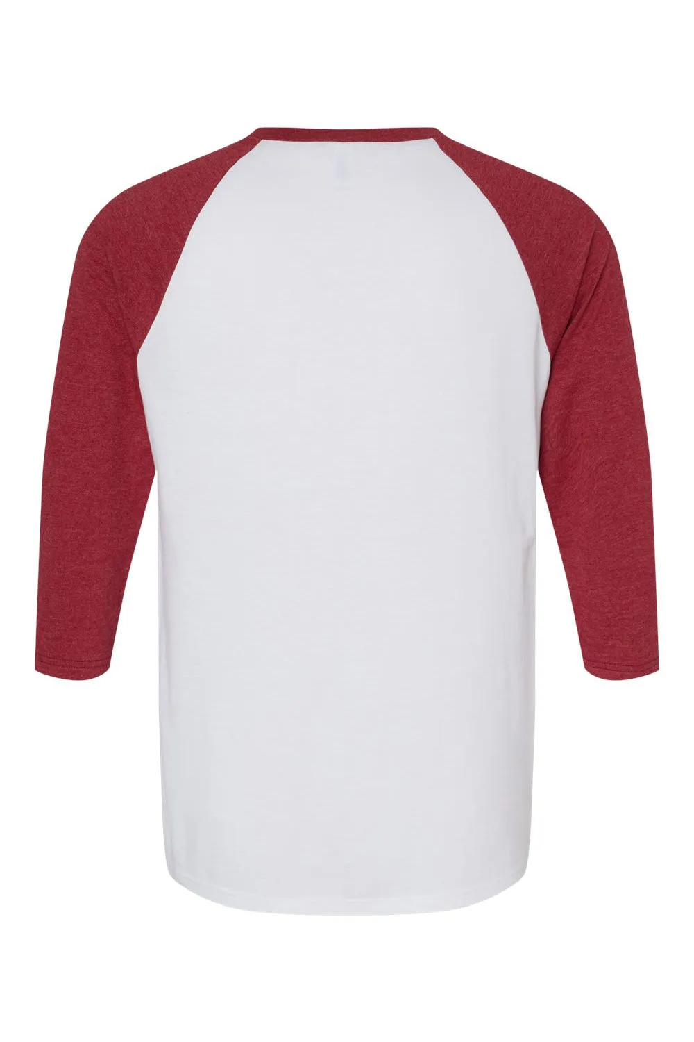 American Apparel Mens CVC Raglan 3/4 Sleeve Crewneck T-Shirt - White/Heather Cardinal Red