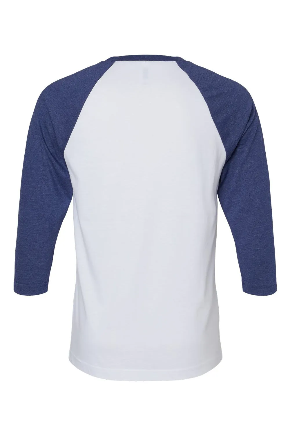 American Apparel Mens CVC Raglan 3/4 Sleeve Crewneck T-Shirt - White/Heather Indigo Blue