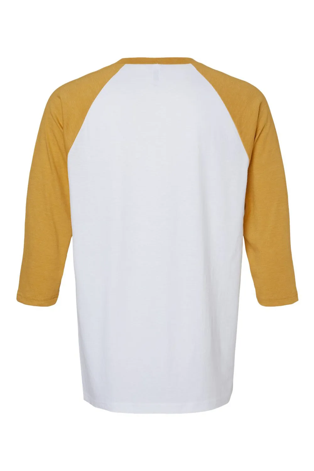 American Apparel Mens CVC Raglan 3/4 Sleeve Crewneck T-Shirt - White/Heather Mustard Yellow