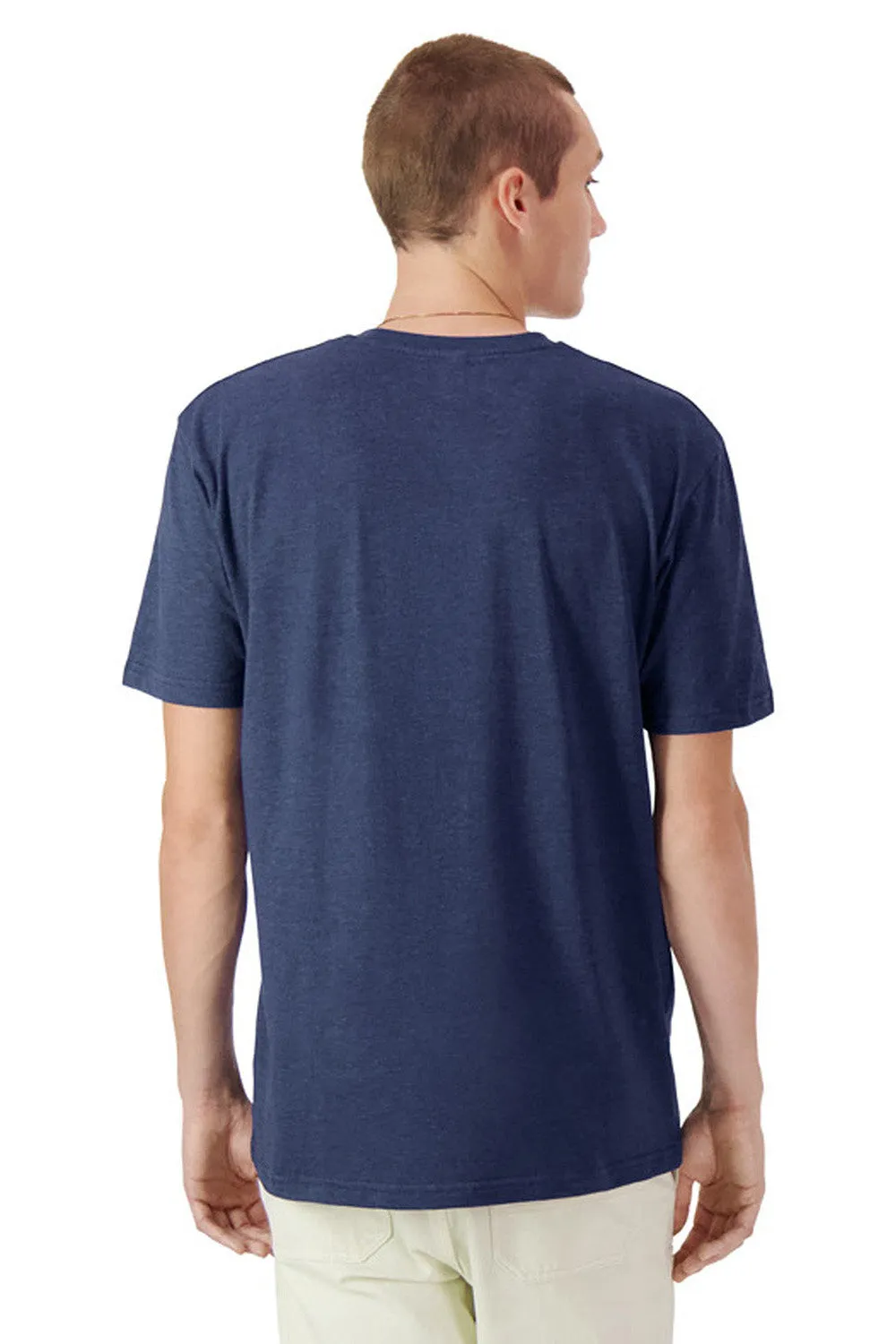 American Apparel Mens CVC Short Sleeve Henley T-Shirt - Heather Indigo Blue