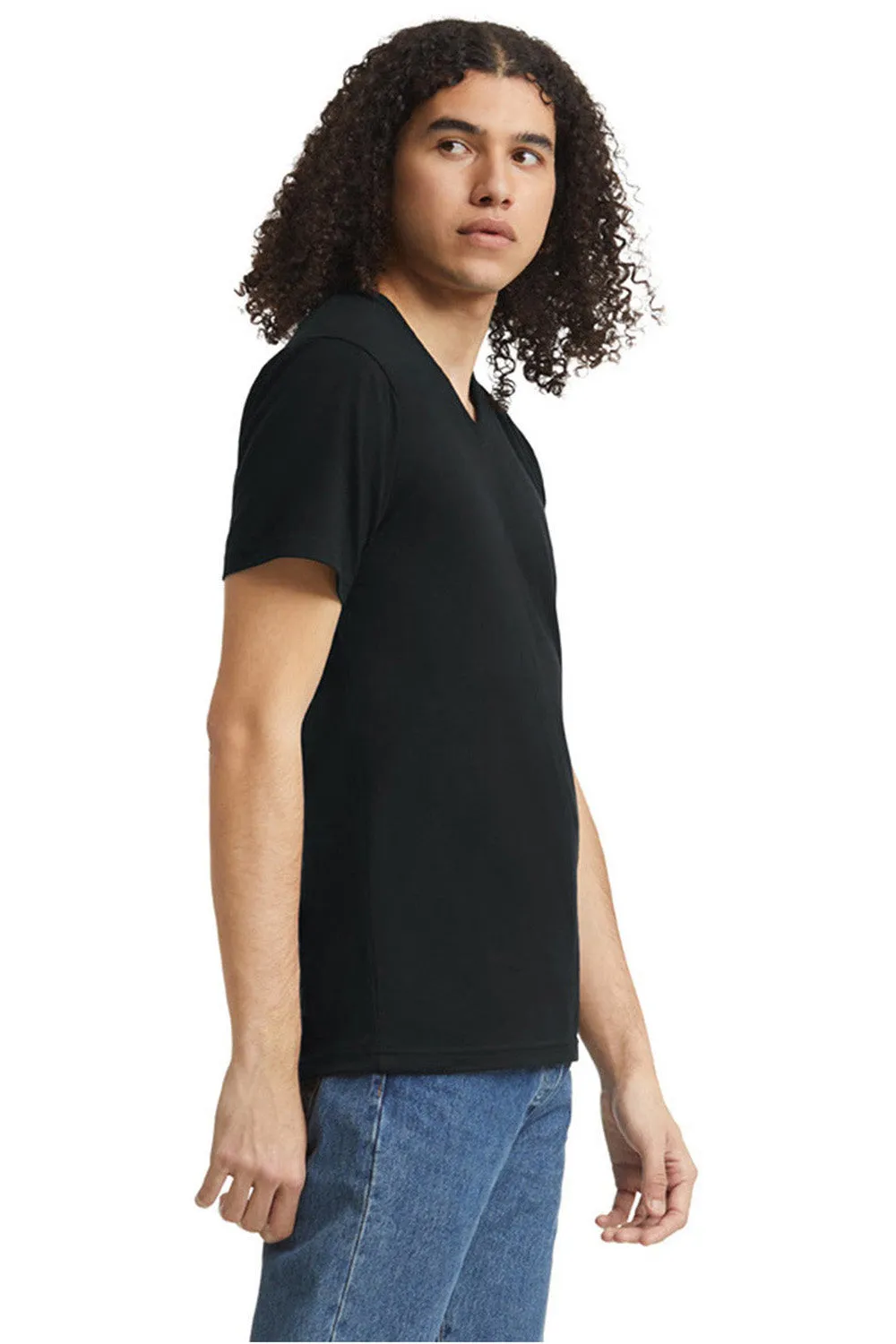 American Apparel Mens CVC Short Sleeve V-Neck T-Shirt - Black