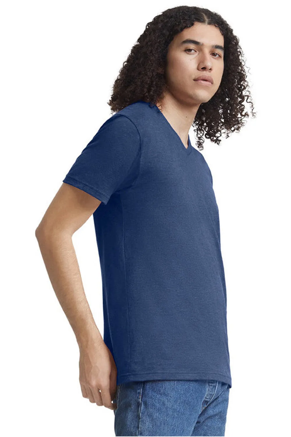 American Apparel Mens CVC Short Sleeve V-Neck T-Shirt - Heather Arctic Blue