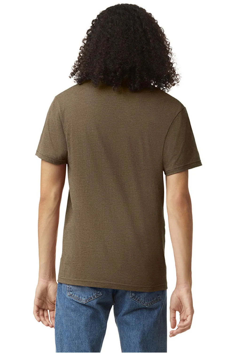 American Apparel Mens CVC Short Sleeve V-Neck T-Shirt - Heather Army Brown