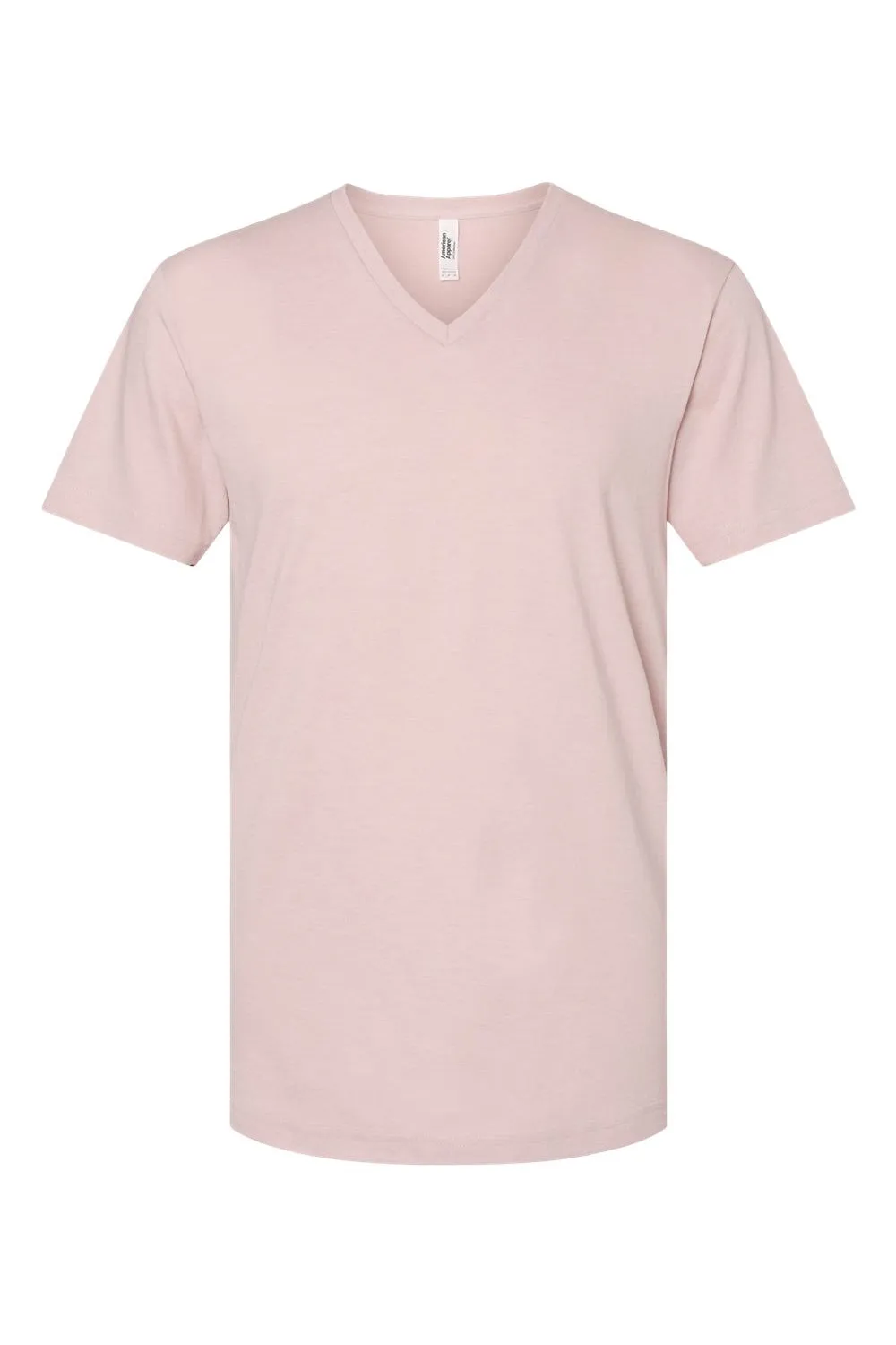 American Apparel Mens CVC Short Sleeve V-Neck T-Shirt - Heather Blush Pink