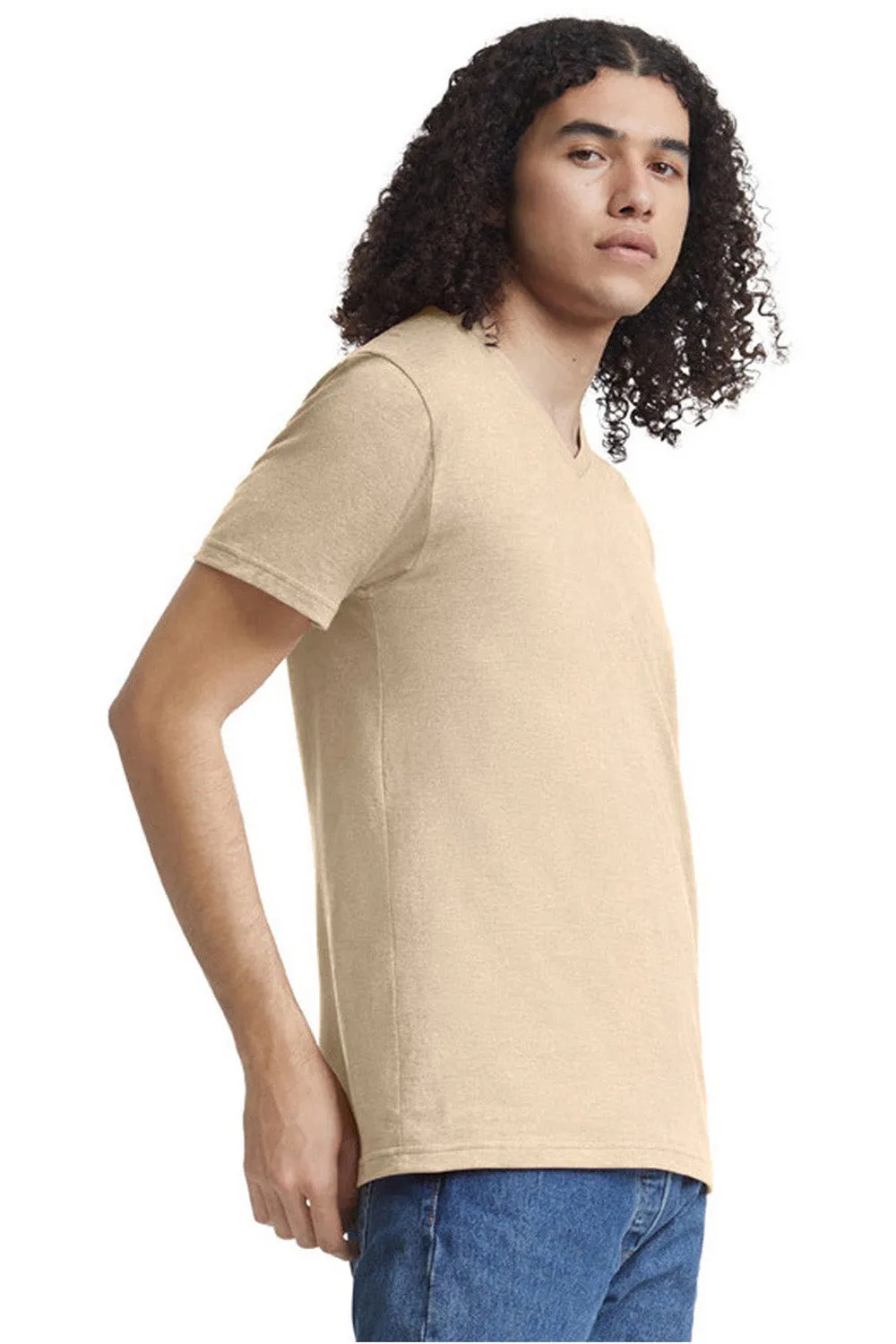 American Apparel Mens CVC Short Sleeve V-Neck T-Shirt - Heather Bone