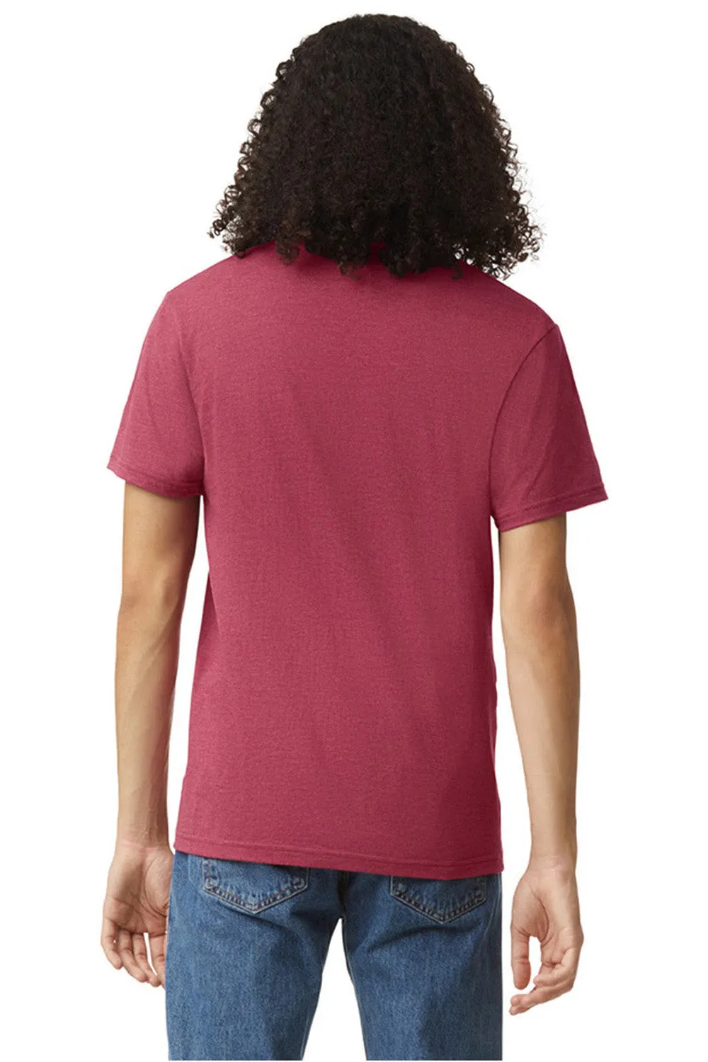 American Apparel Mens CVC Short Sleeve V-Neck T-Shirt - Heather Cardinal Red